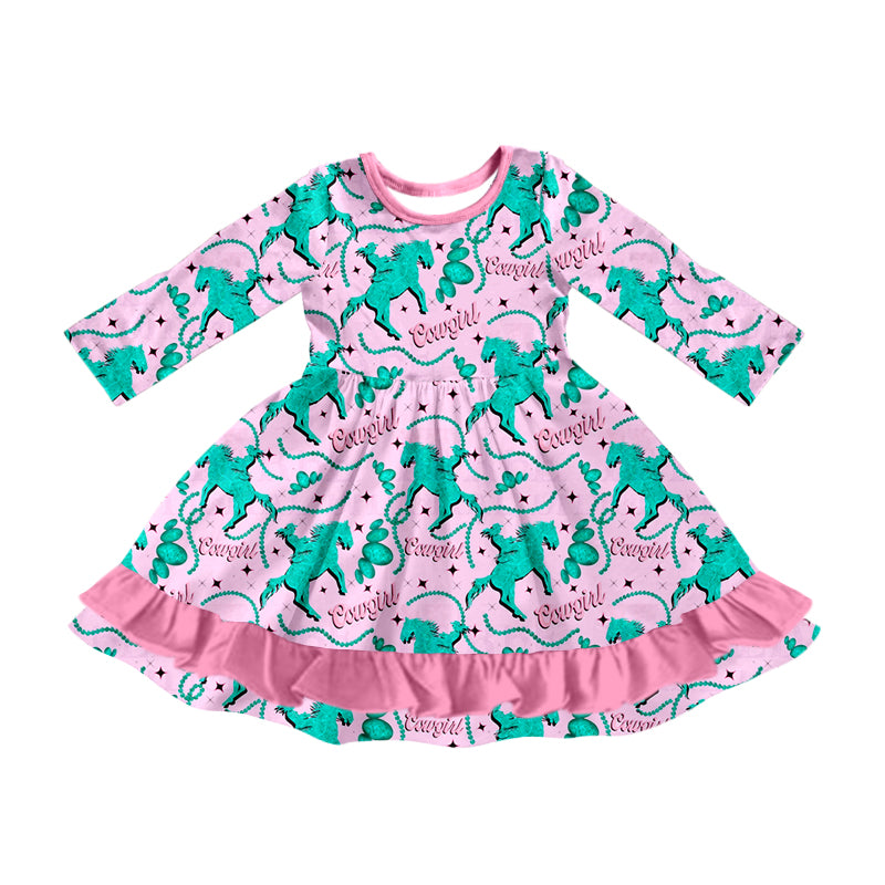 8.30 custom each style moq 5eta 4-6week Sibling Sister cowgirl pink baby girl sets and dress and rompers match family design