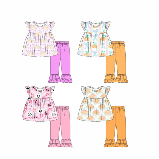 5.1 custom each style moq 5eta 4-6week Sibling Sisters baby girl short sleeve pants sets 1 and set 4 match family design
