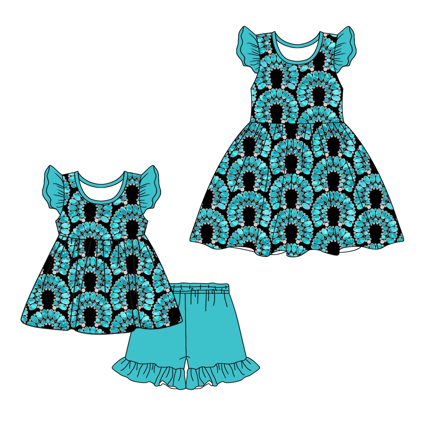 12.23 custom each style moq 5eta 4-6week Sibling Sister baby girl short sleeve shorts sets and dresses match design