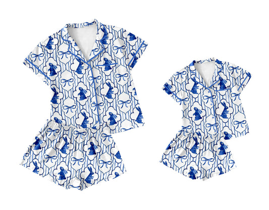 25.10.11 custom each style moq 5 eta 6-8week Sibling Sister bunny bow baby short sleeve shorts sets and adult set match design
