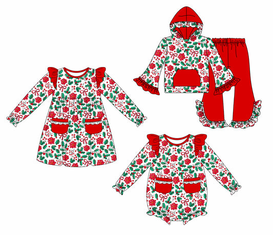 25.8.6 custom each style moq 5eta 4-6week Sibling Sisters floral bow baby girl long sleeve pants sets and dress and rompers match family design