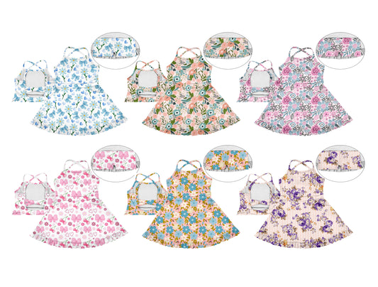 3.15 custom each style moq 5eta 4-6week Sibling Sister baby girls short sleeve dress and dress 6 match design