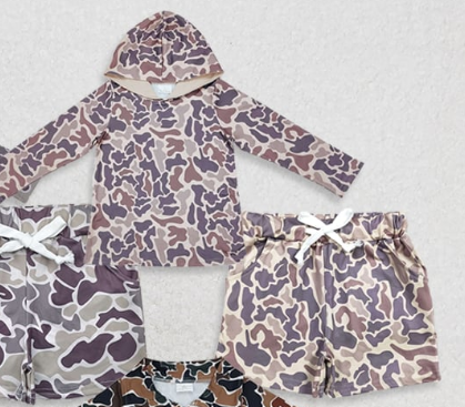RTS NO MOQ Sibling baby boy clothes camouflage hooded long sleeved sets