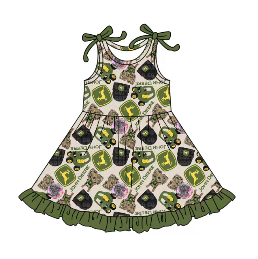 Custom moq 5 mix size milk silk baby girl clothes green suspender dress
