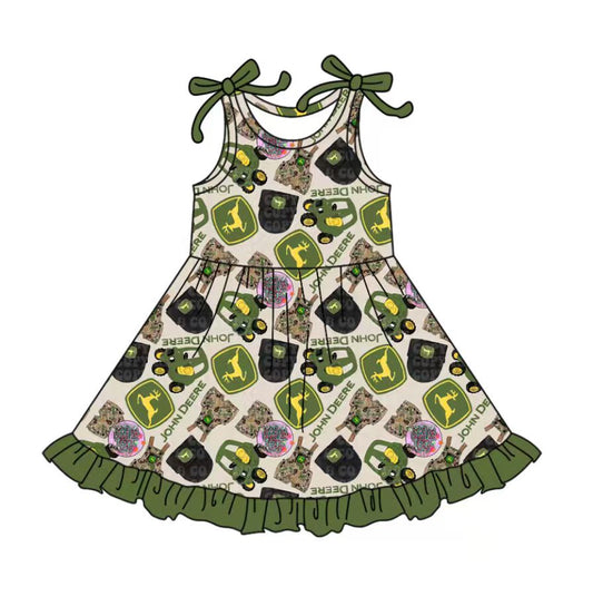 Custom moq 5 mix size milk silk baby girl clothes green suspender dress