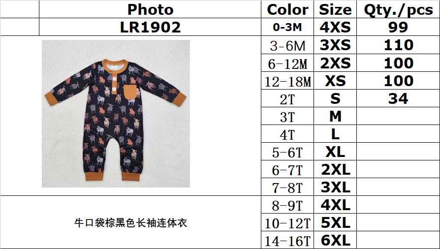 RTS NO MOQ ETA 5/7days arrived LR1902 Cow pocket brown and black long sleeve jumpsuit