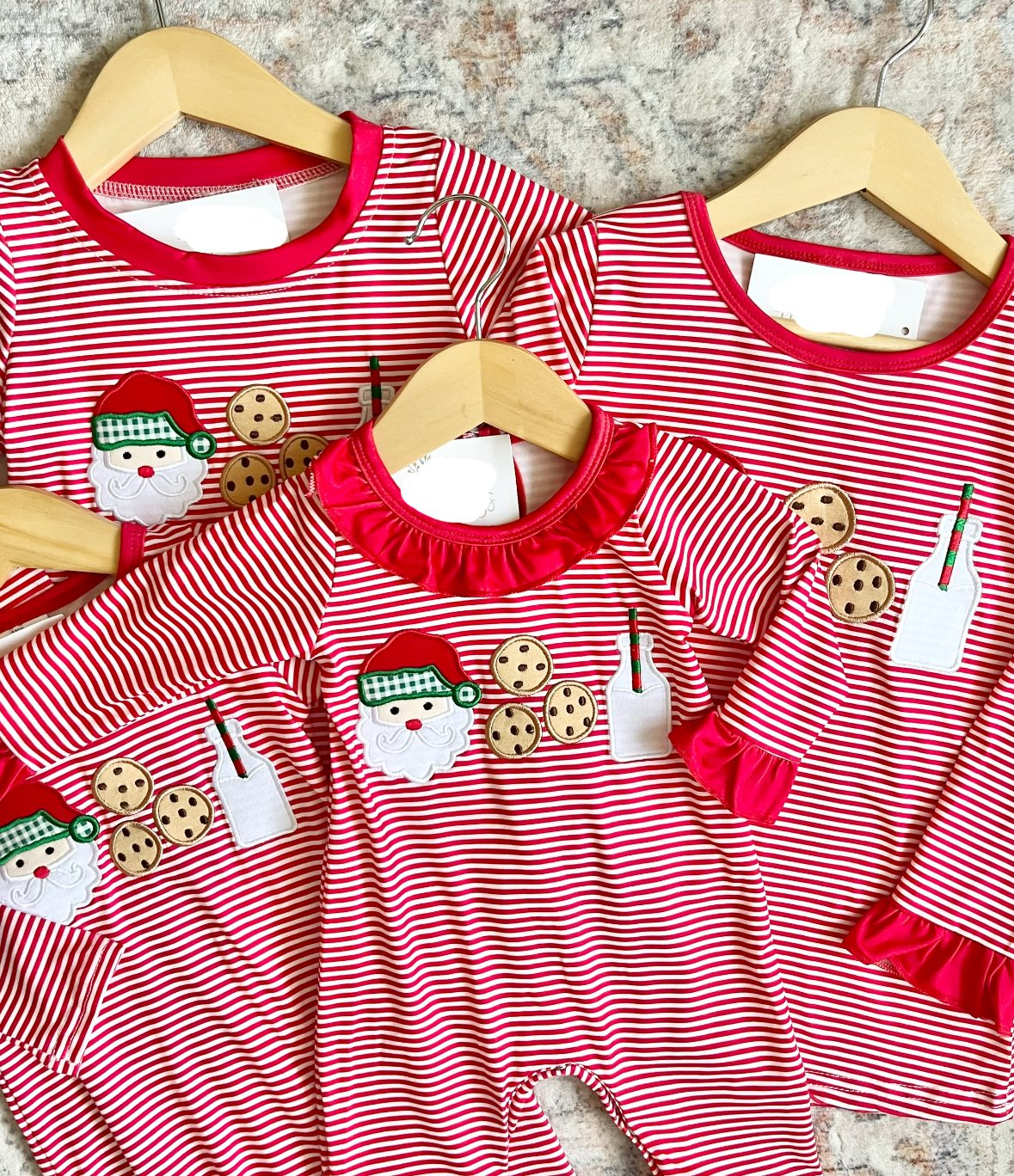 RTS Sibling baby girls clothes Christma Embroidery Santa long sleeve pants sets and rompers and dress and top