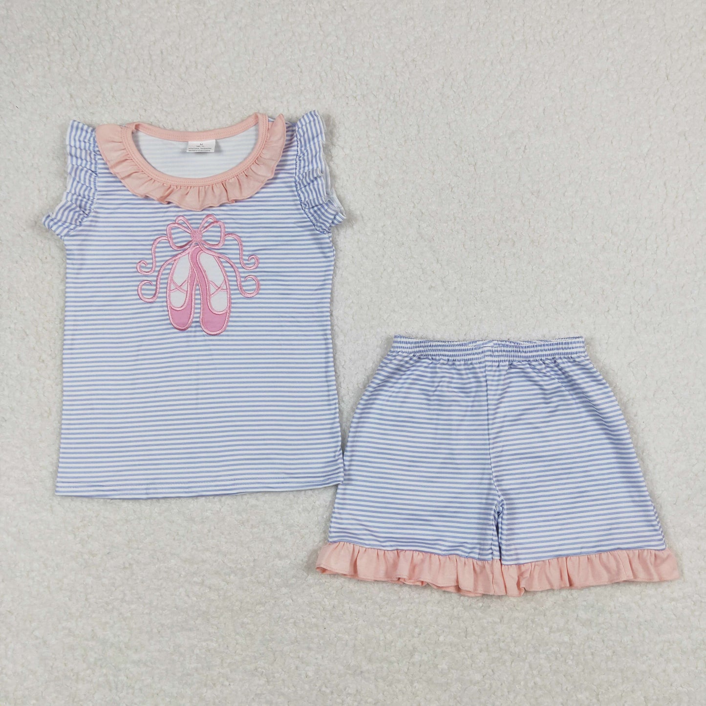 RTS Boys and girls embroidery ballet shoes Short Sleeve Shorts sets dress romper