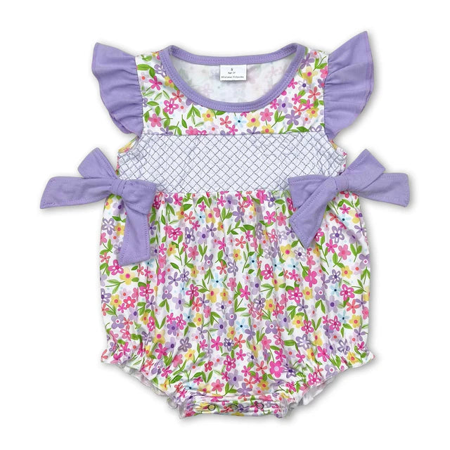 RTS NO MOQ Sibling Baby Girls Flutter Sleeves Bows Ruffle Rompers