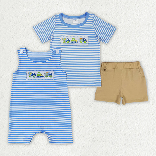 RTS NO MOQ baby boy clothes embroidery Rompers Clothes Sets