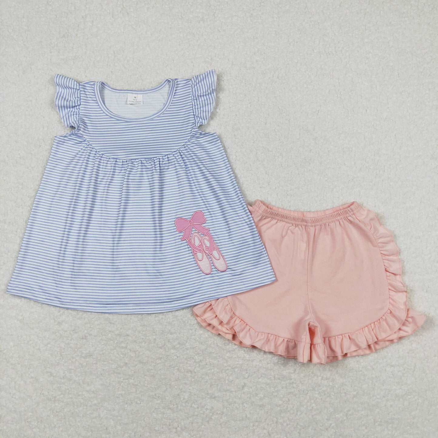 RTS Boys and girls embroidery ballet shoes Short Sleeve Shorts sets dress romper