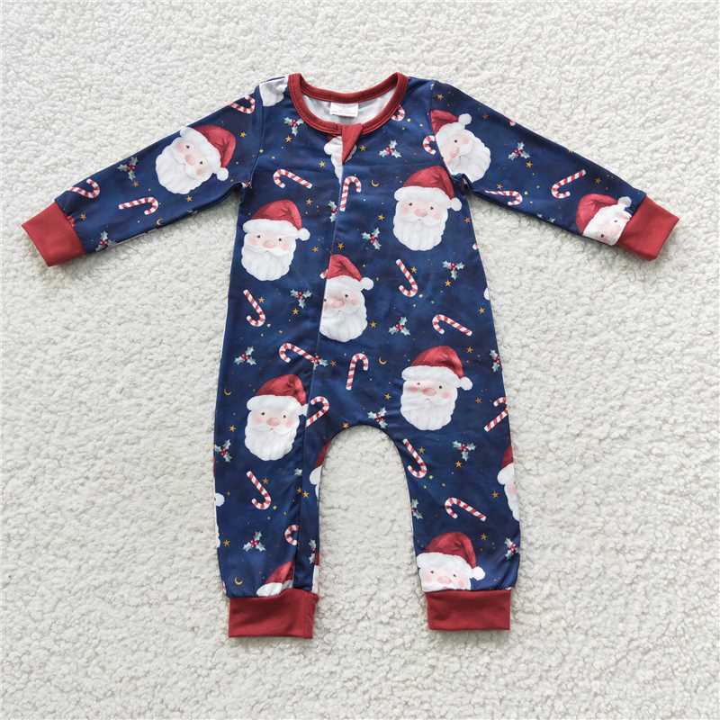 Baby Boys Navy Santa Collection - Red Trim Top Pants Set & Romper