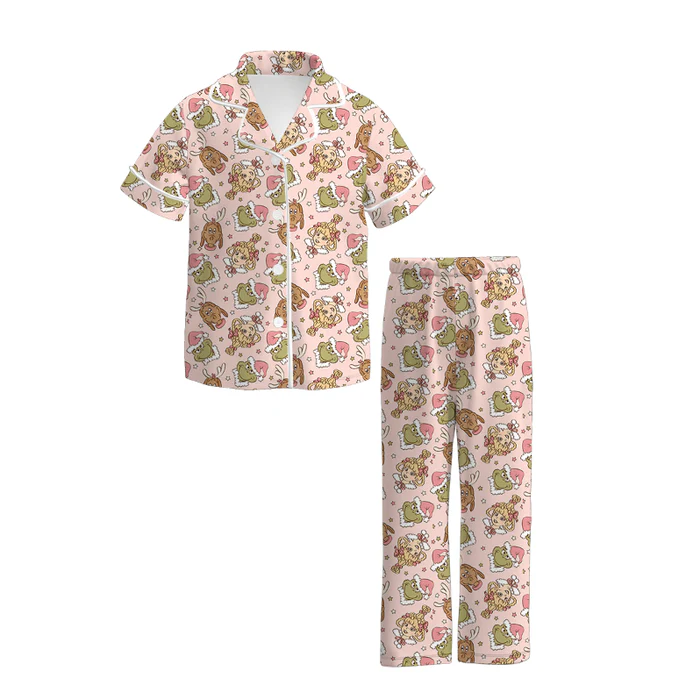 Custom moq 5 each style eta 6-7weeks Christmas baby girl short sleeve pant sets and long sleeve pants sets and dress and adult set
