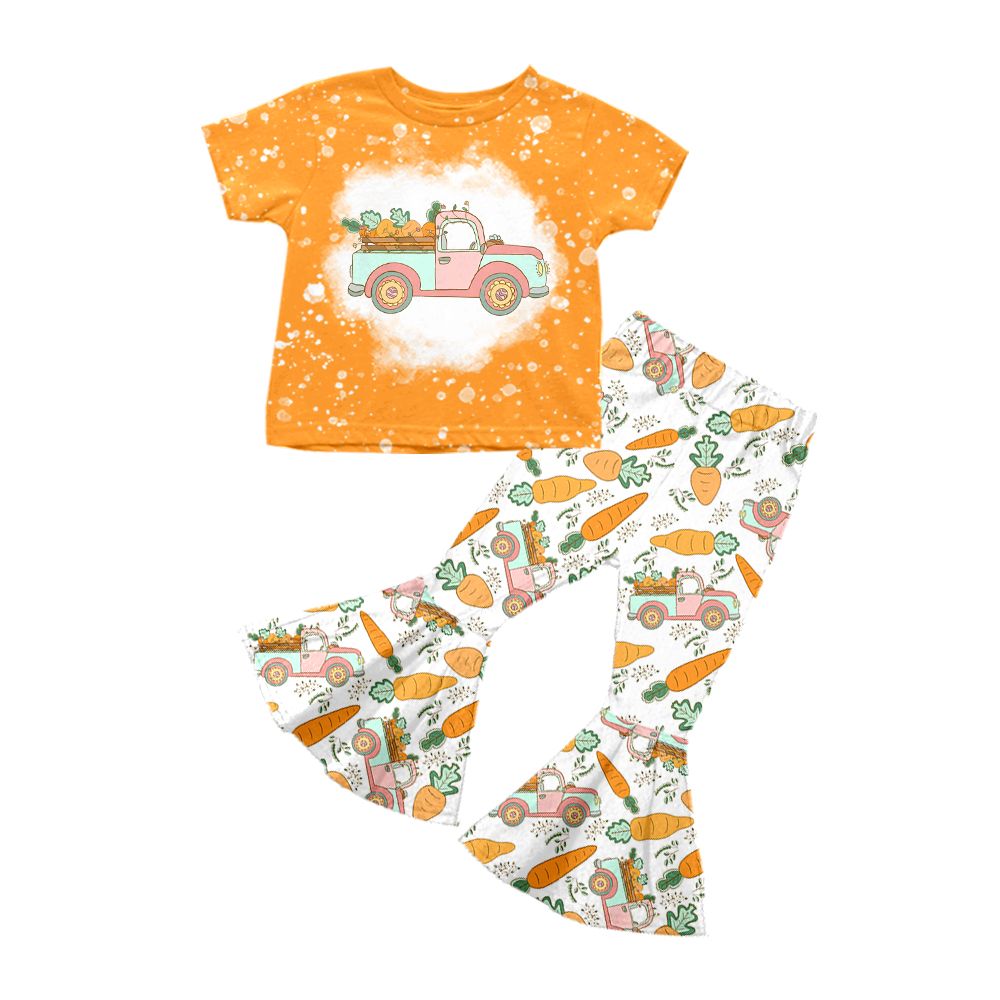 GSPO1231 Carrot Truck Orange Short Sleeve Pants Suit