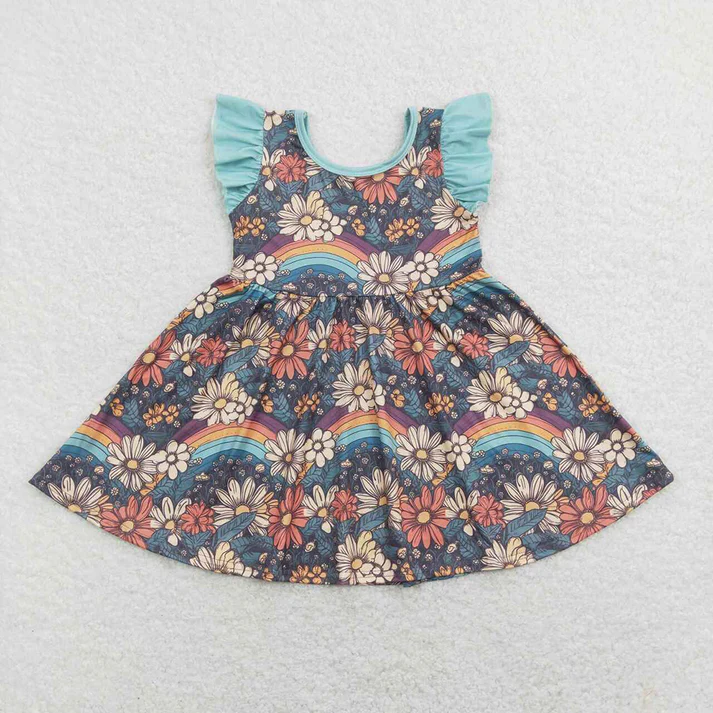 RTS NO MOQ floral short-sleeved dress and short-sleeved pants set