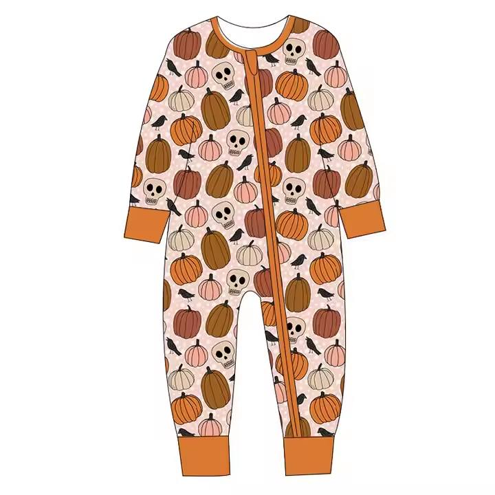 Custom moq 5 each style eta 6-7weeks baby clothes pumpkin long sleeve romper-25.7.25