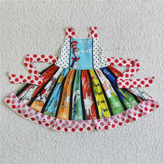 SALES  NEW Strap Twirl Reading Dresses kids Sleeveless Midi Dress Casual Floral Print Maxi Gown for Spring/Summer