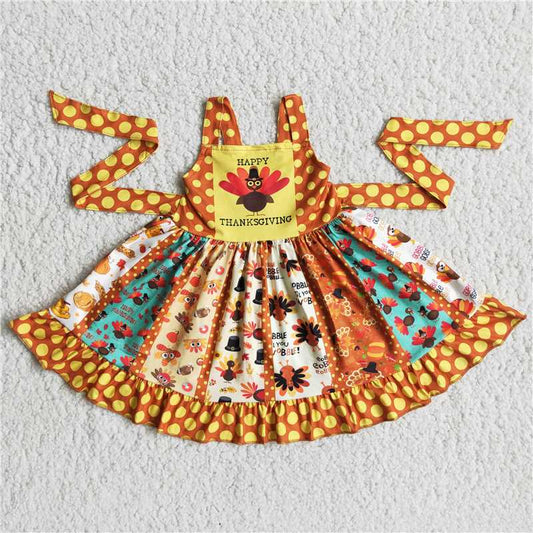SALES  NEW Turkey Twirl Dresses for Girls Thanksgiving Day Turkey Costume Dress Children's Holiday Party Outfit