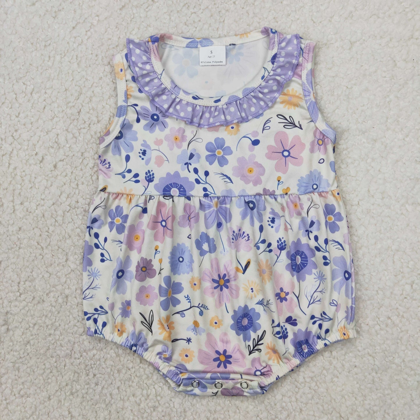 RTS NO MOQ ETA 5/7days arrived SR2883 Beige vest jumpsuit with blue flower polka dot lace