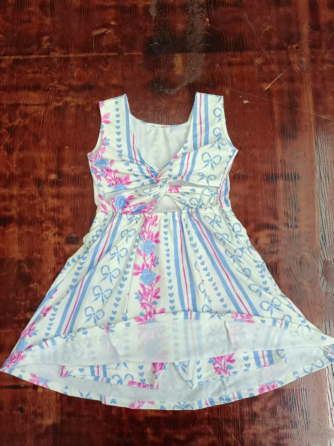 Custom moq 3 eta 6-7weeks baby girl clothes bow floral sleeveless dress