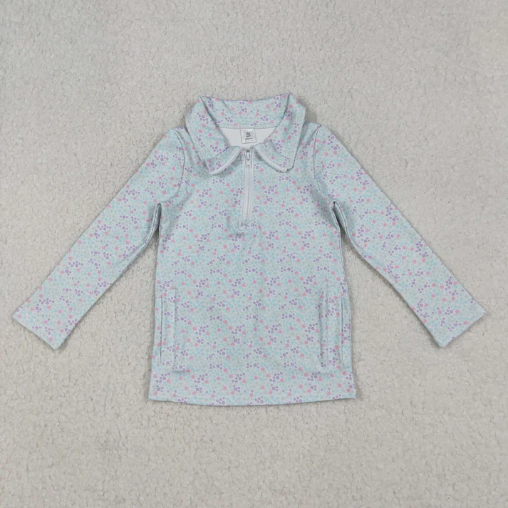 RTS NO MOQ Sibling Baby Girls clothes yoga Zipper Stand Collar Pullover Long Sleeve Tops