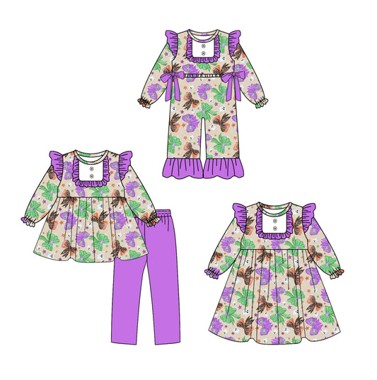 25.8.8 custom each style moq 5eta 4-6week Sibling Sisters bow baby girl long sleeve pants sets and dress and rompers match family design