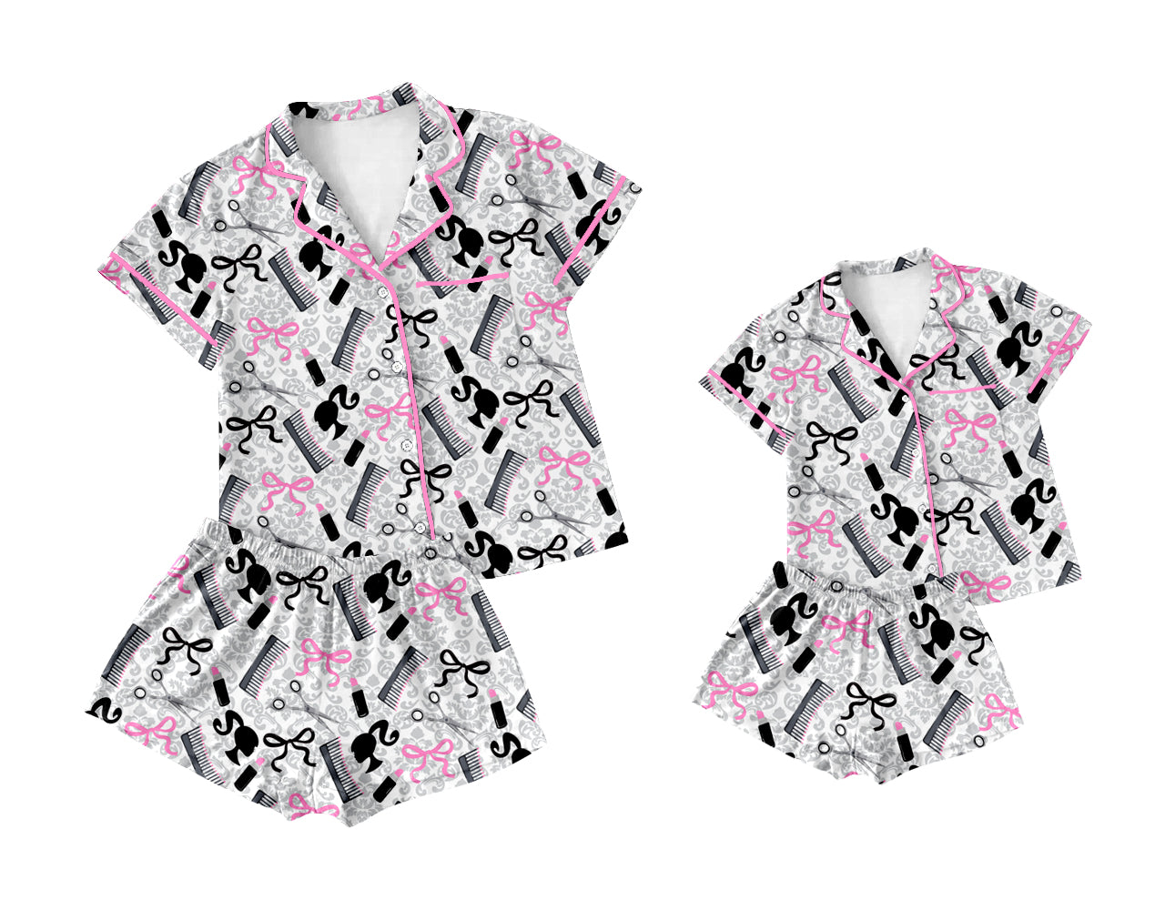 25.12.17 custom each style moq 5 eta 6-8week Sibling Sister bow short sleeve shorts sets and adult set match design