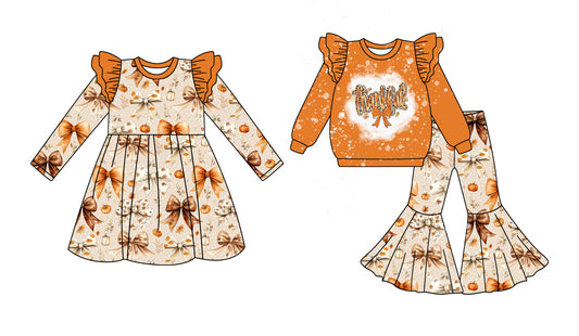 25.6.26 custom each style moq 5eta 4-6week Sibling Sisters baby girl long sleeve pants sets and dress match family design