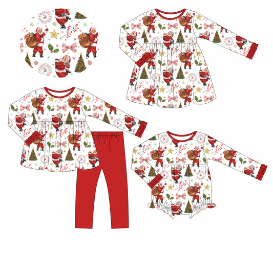 25.6.9 custom each style moq 5eta 4-6week Sibling Sisters Christmas baby girl long sleeve pants sets and dress and rompers match family design