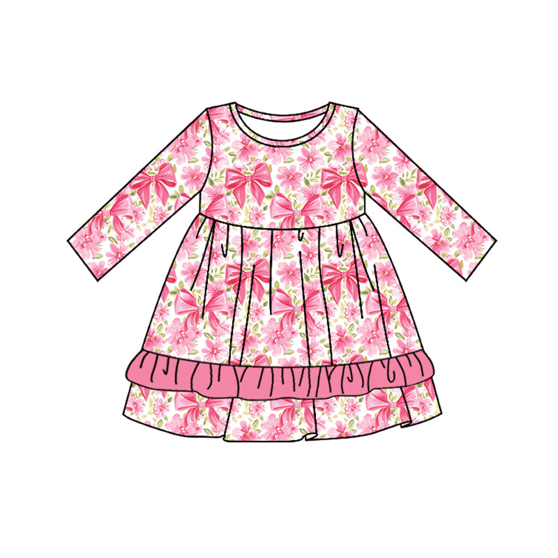7.26 custom each style moq 5eta 4-6week Sibling Sister bow pink baby girls sets and dress and rompers match family design
