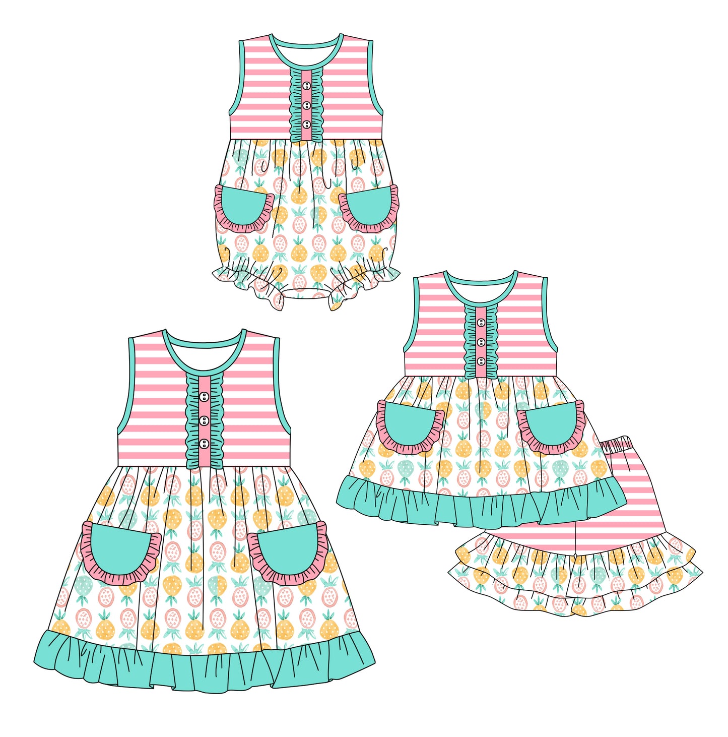 12.14 custom each style moq 5eta 4-6week Sibling Sister lemon baby girl short sleeve shorts sets and dress and rompers match family design
