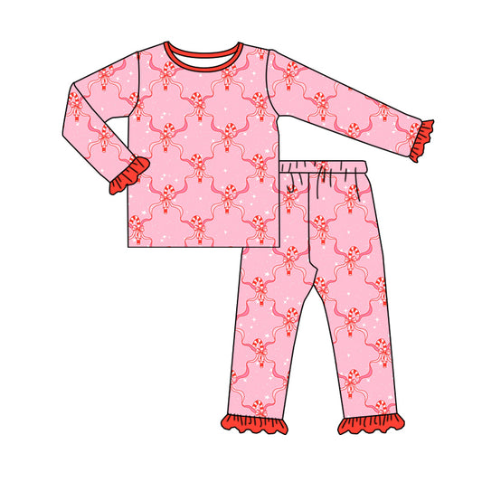 7.27 custom each style moq 5eta 4-6week Sibling Sister Christmas bow pink baby girls sets and dress and rompers match family design