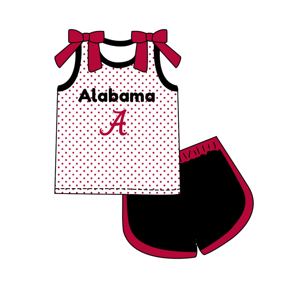 Custom moq 5 mix size milk silk summer teams Girls Polka Dot Sleeveless Top Shorts Set Red  Top Skirt Short Set Long Sleeve Pullover Tops