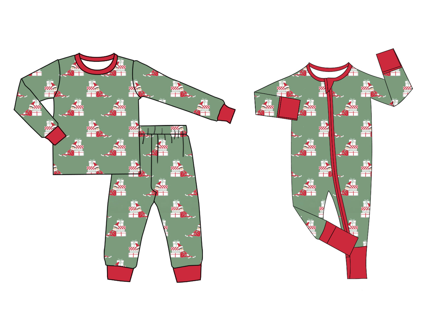 25.6.4 custom each style moq 5eta 4-6week Sibling Sisters Christmas green baby boy long sleeve pants sets and rompers match family design