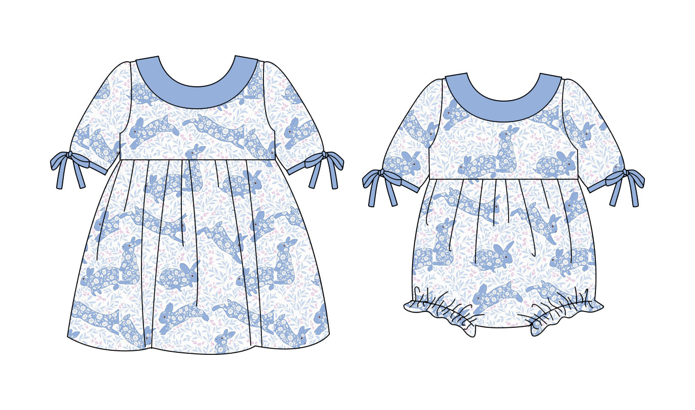 25.10.9 custom each style moq 8 eta 6-8week Sibling Sisters bunny floral baby girl short sleeve dress and rompers match family design
