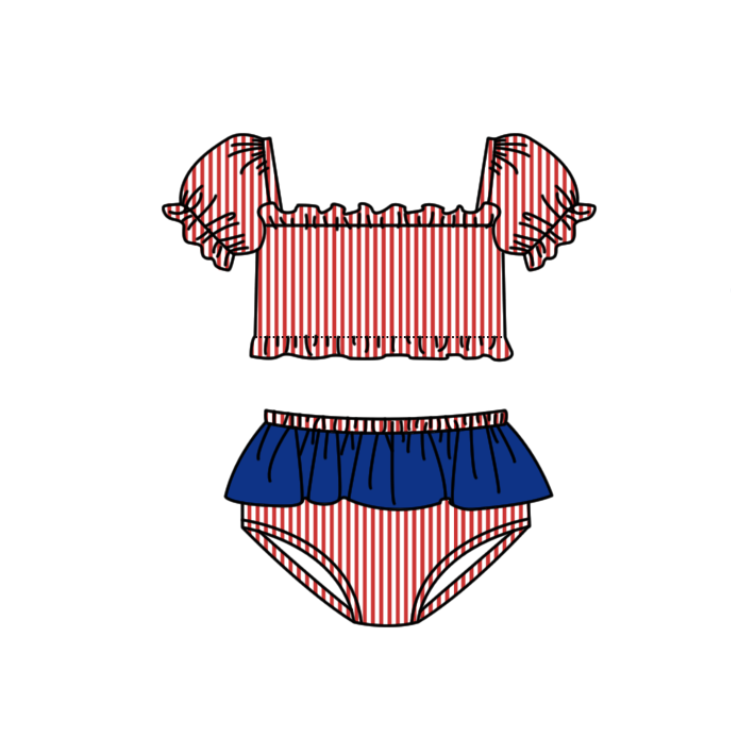 Custom moq 5 mix size milk silk summer teams baby girl boys clothes Red Two-Piece Swimsuit Set One Piece Swimsuits boy swim trunks