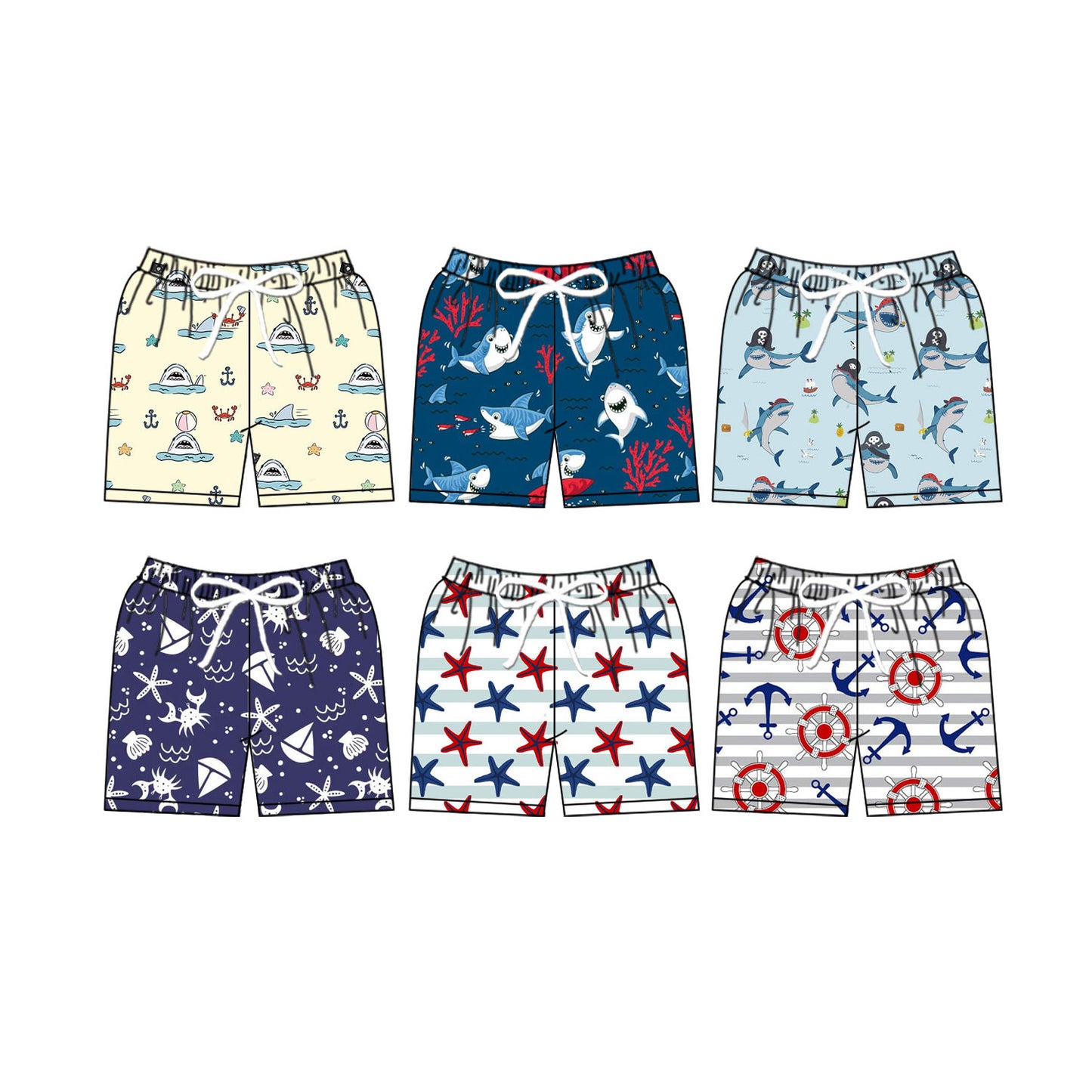25.10.24 custom each style moq 5 eta 6-8week Sibling Sisters baby boy summer swim shorts 6 match family design