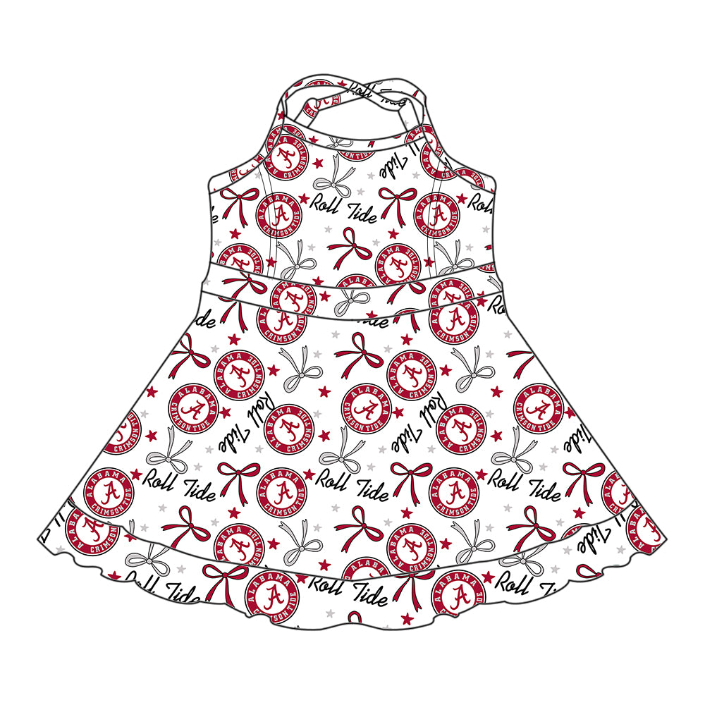 Custom moq 5 mix sizes summer teams baby girls clothes team brick red short sleeve shorts sets dress kids pants-25.5.12