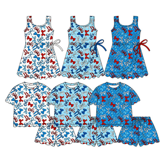 26.1.21 custom each style moq 5 eta 6-8week Scallop Sibling Sister bow baby short sleeve shorts sets 3 and dresses 3 match design