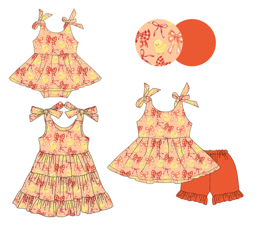 26.1.16 custom each style moq 5 eta 6-8week Sibling Sister bow baby short sleeve shorts sets and romper and dress match design