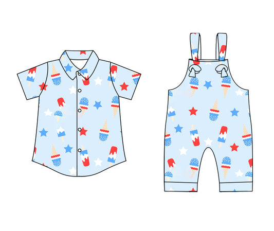25.12.29 custom each style moq 5 eta 6-8 week Sibling Sister baby boy short sleeve top and jumpsuit match family design