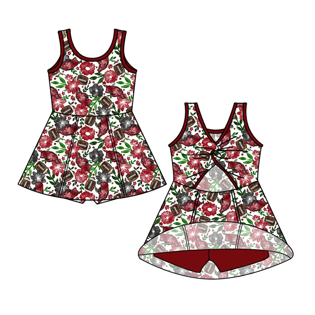 Custom moq 5 mix size milk silk summer teams Baby Girl Red Sleeveless Top And Shorts Set Sleeveless Skirt Set Yoga Dress Romper