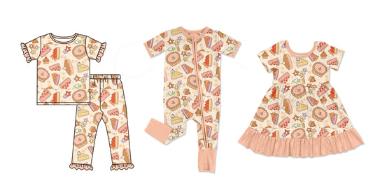 4.30 custom each style moq 5eta 4-6week Sibling Sisters cake baby girl short sleeve pants sets and dress and rompers match family design