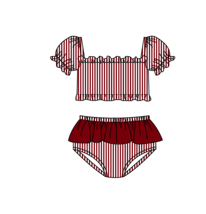 Custom moq 5 mix size milk silk summer teams baby girl boys clothes Red Two-Piece Swimsuit Set One Piece Swimsuits boy swim trunks