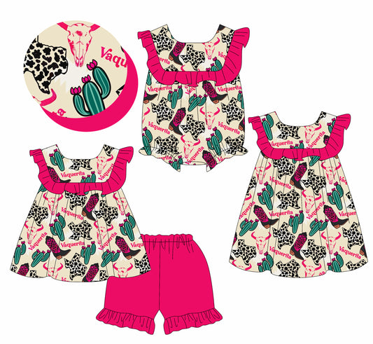 3.10 custom each style moq 5eta 4-6week Sibling Sisters boots baby girl short sleeve shorts sets and dress and rompers match family design