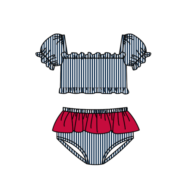 Custom moq 5 mix size milk silk summer teams Navy Blue baby girl boys clothes Two-Piece Swimsuit Set One Piece Swimsuits boy swim trunks