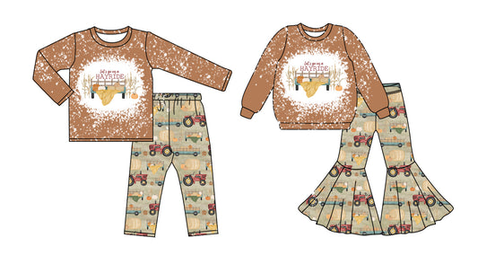 25.7.19 custom each style moq 5eta 4-6week Sibling Sisters baby boy long sleeve pants sets 1 and sets 2 match family design