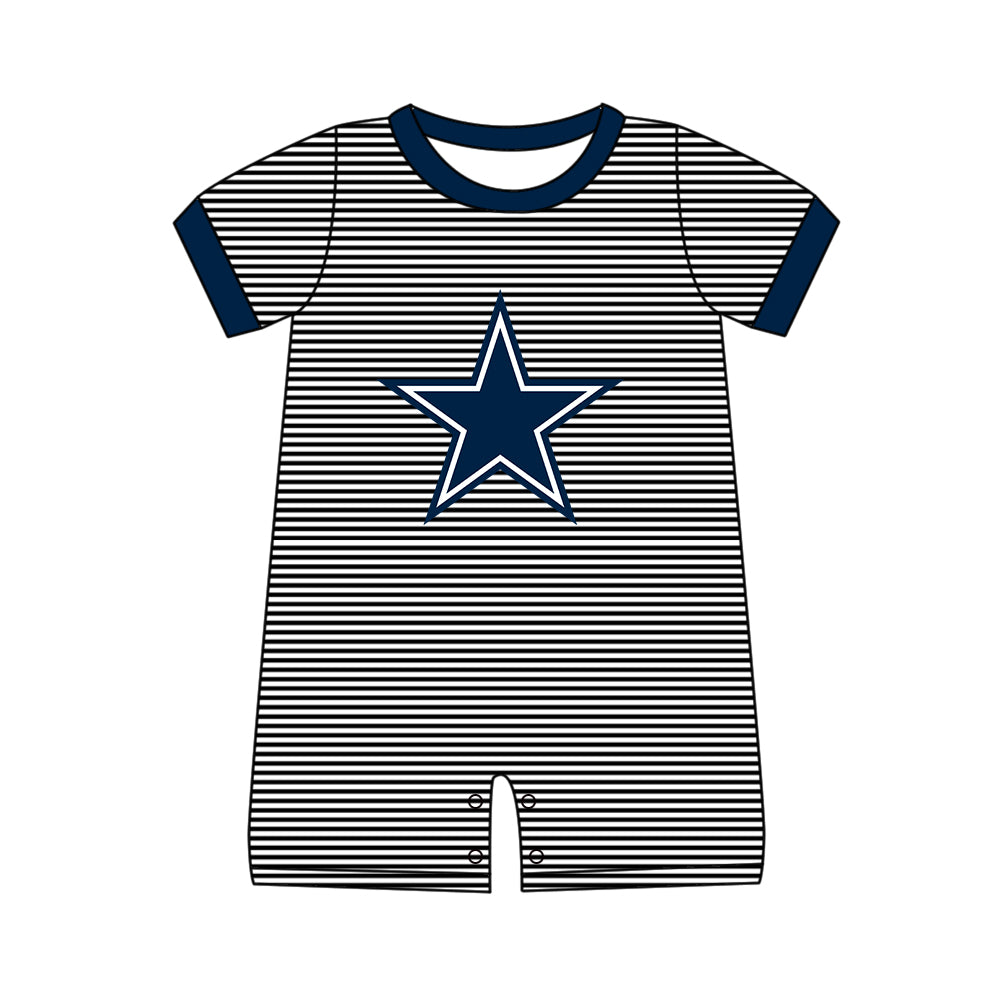 Custom moq 5 mix size milk silk summer teams baby girl boys clothes navy blue short sleeve shorts sets 2 and pants sets and rompers 2 series