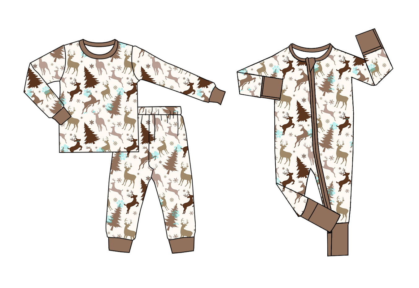 25.5.16 custom each style moq 5eta 4-6week Sibling Sisters Christmas deer trees baby boy long sleeve pants sets and rompers match family design