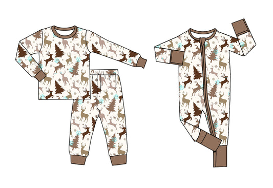25.5.16 custom each style moq 5eta 4-6week Sibling Sisters Christmas deer trees baby boy long sleeve pants sets and rompers match family design
